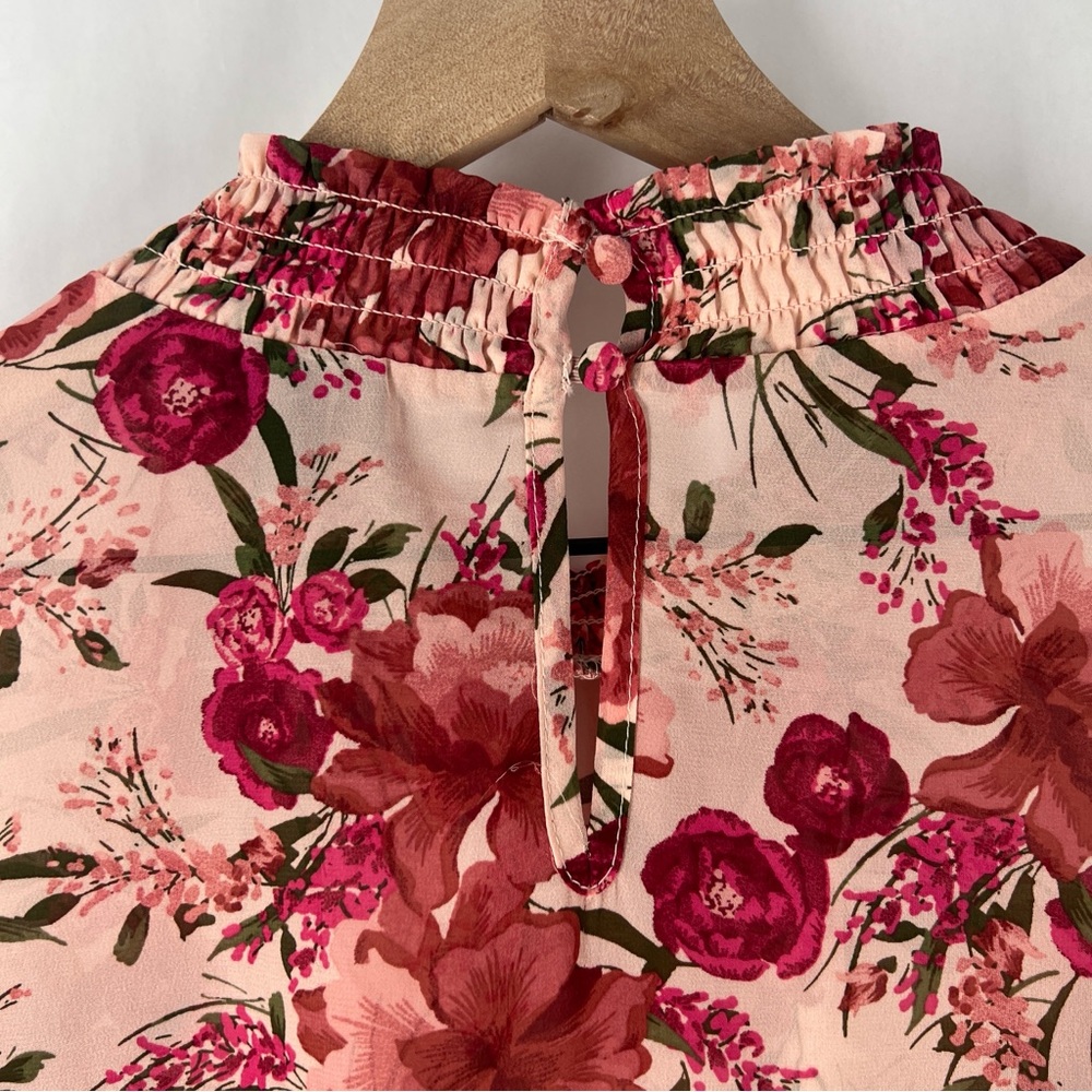 Torrid Sheer Chiffon Pink Floral Long Sleeve Blouse Size 3X - Picture 9 of 11